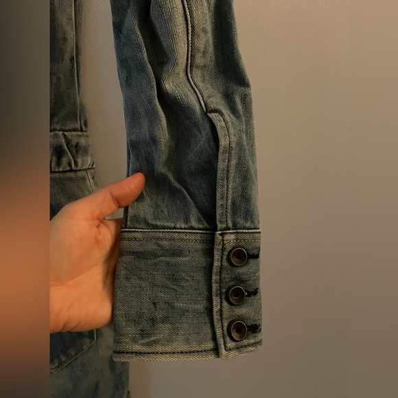 Diesel authentic blue bleached denim and leather jumpsuit. Size XXS - Picture 11 of 16